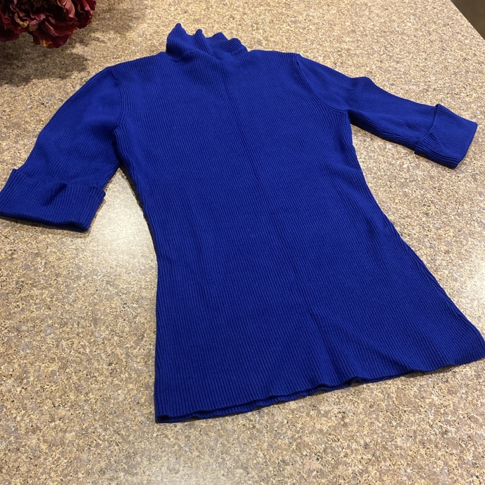 INC International Concepts Blue Short Sleeve Sweater Cuffs With Fun Buttons S - Picture 13 of 17